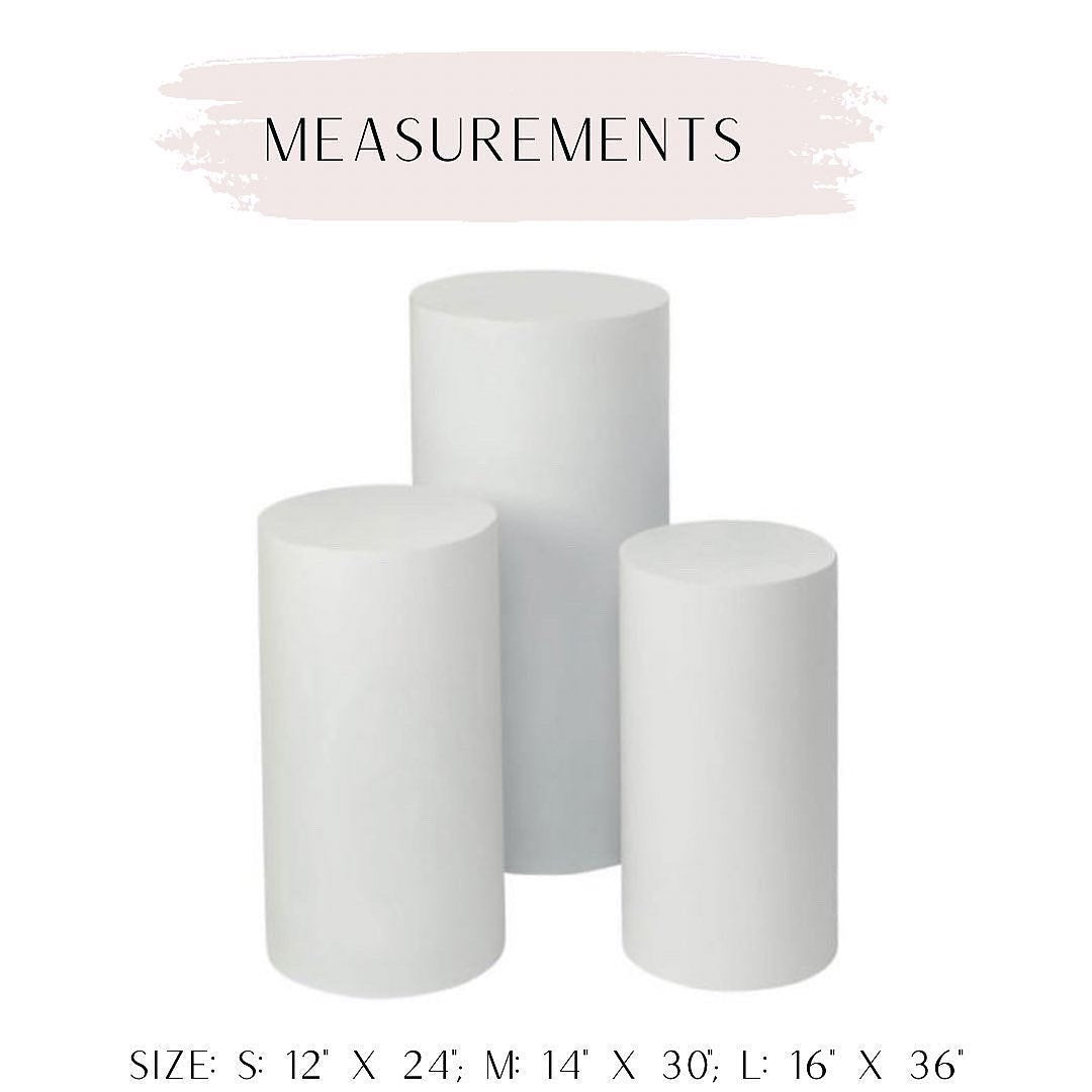 metal cylinder pedestals 3pc set - white