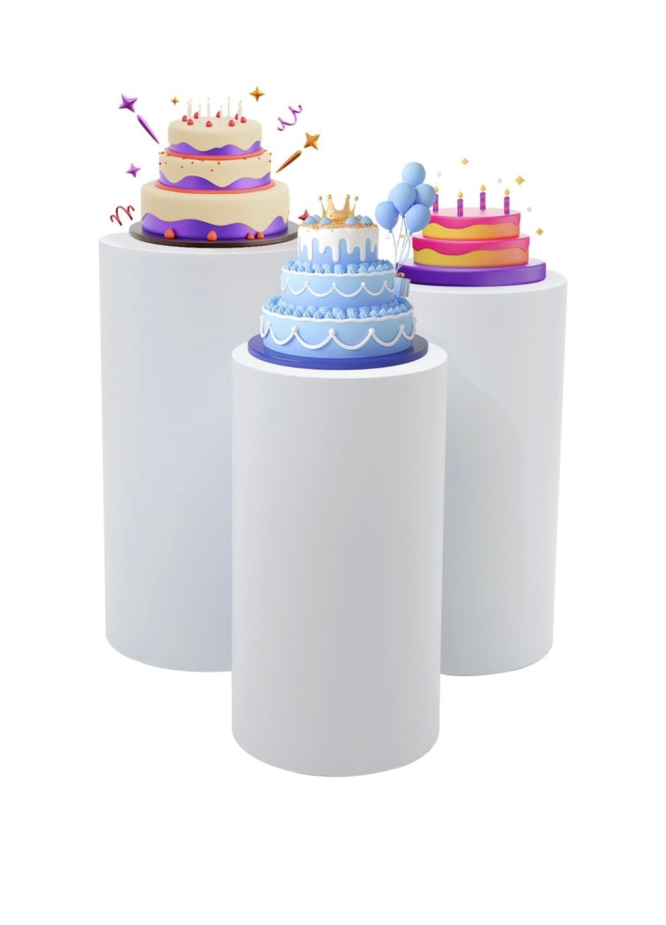 metal cylinder pedestals 3pc set - white