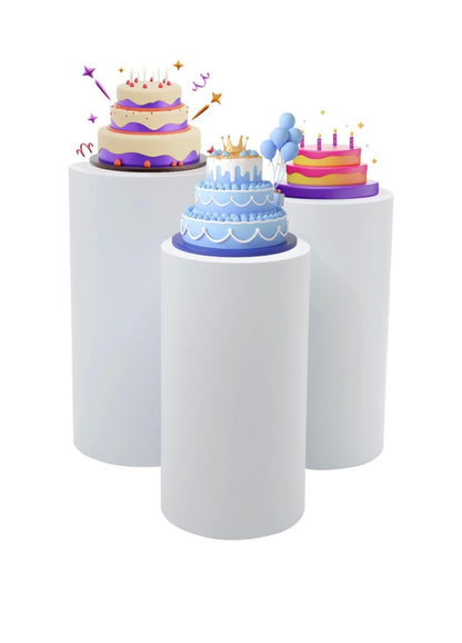 Metal Cylinder Pedestals 3PC Set - White