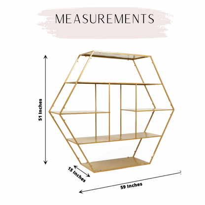 4 FT Large Gold Metal Hexagonal Cake Dessert Display Stand