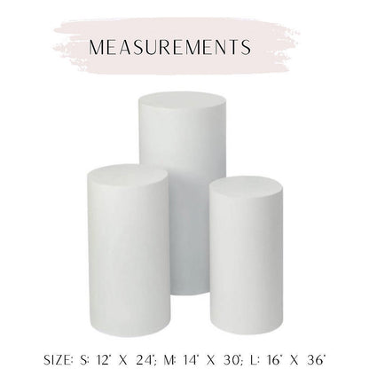 Metal Cylinder Pedestals 3PC Set - White
