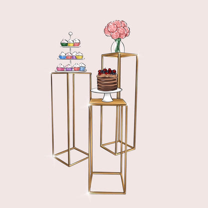 Gold cake table stands ( 3 PC Set)