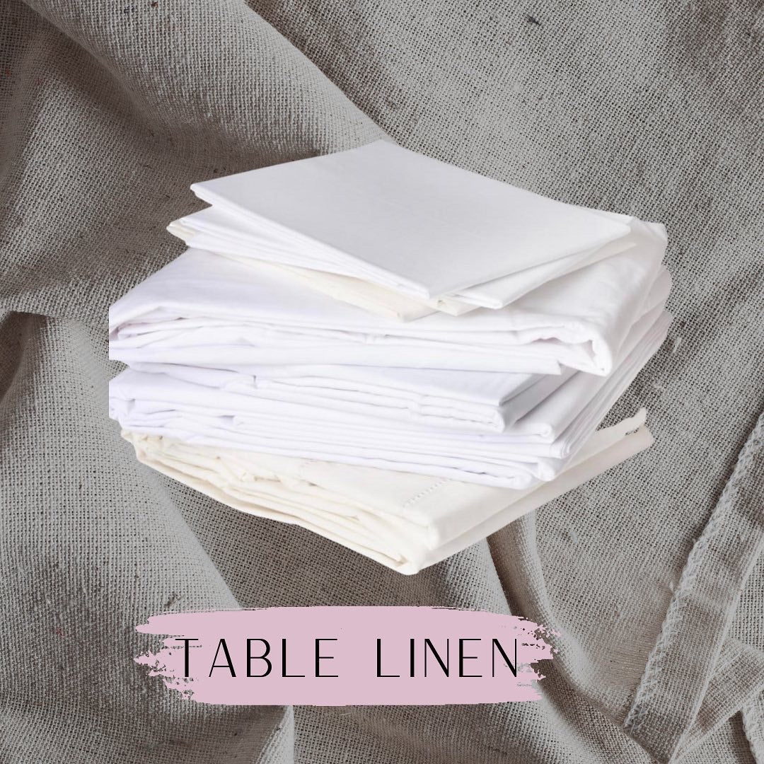 white round and rectangle table linens