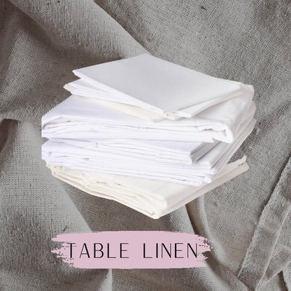 White Round and Rectangle Table Linens